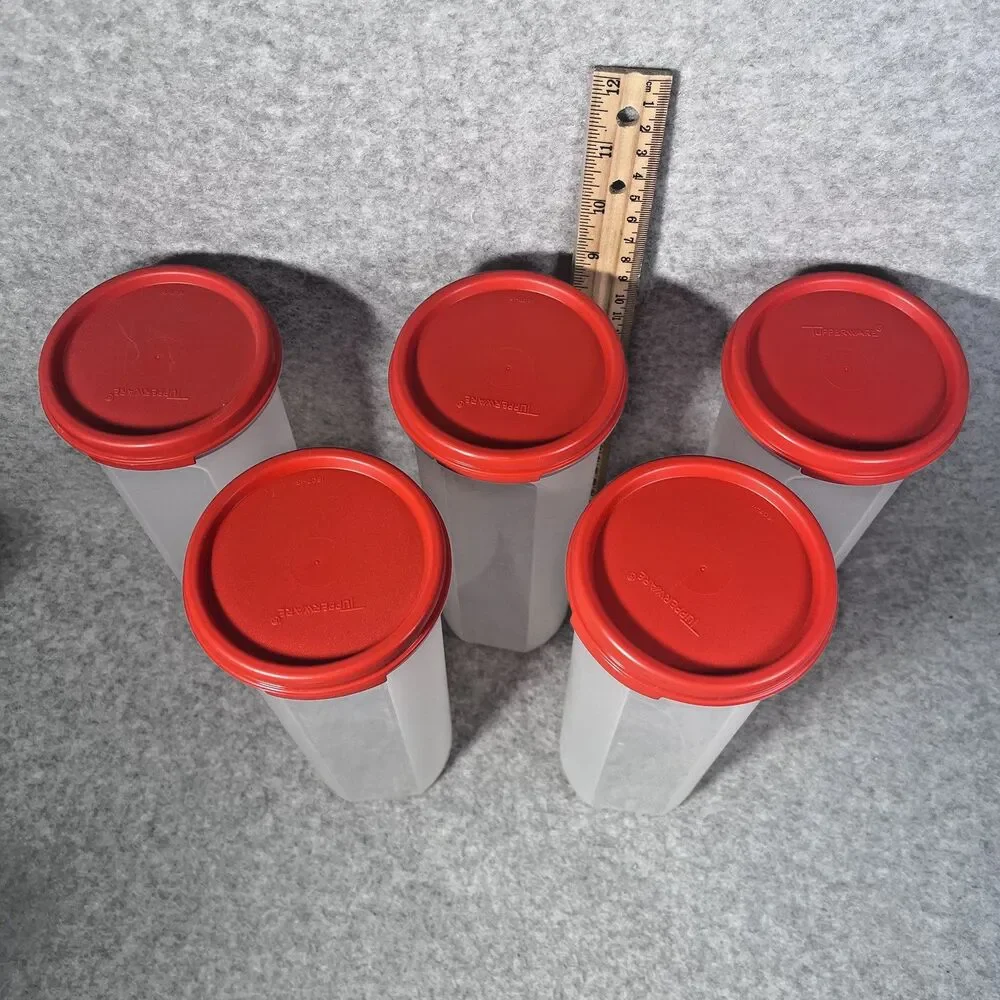Tupperware Modular Mate Oval 4 Containers Set of 5 Red Lids 890ml Pantry Storage